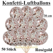 Konfetti-Luftballons 30 cm, Rosegold 50 Stück