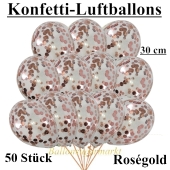 Konfetti-Luftballons 30 cm, Rosegold 50 Stück