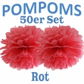 Pompoms Rot, 50 Stück