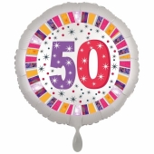 Luftballon aus Folie, weiß, rund, 45 cm, zum 50. Geburtstag