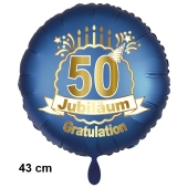 Luftballon aus Folie zum 50. Jahrestag und Jubiläum, 43 cm, blau, inklusive Helium