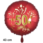 Luftballon aus Folie zum 50. Jahrestag und Jubiläum, 43 cm, rot, inklusive Helium