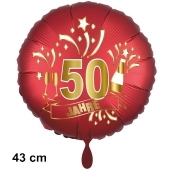 Luftballon aus Folie zum 50. Jahrestag und Jubiläum, 43 cm, rot,  inklusive Helium