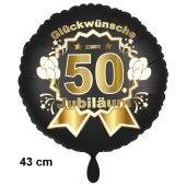 Luftballon aus Folie zum 50. Jahrestag und Jubiläum, 43 cm, schwarz, inklusive Helium