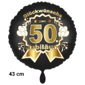 Luftballon aus Folie zum 50. Jahrestag und Jubiläum, 43 cm, schwarz,  inklusive Helium