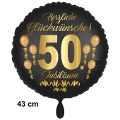 Luftballon aus Folie zum 50. Jahrestag und Jubiläum, 43 cm, schwarz, Satin, inklusive Helium