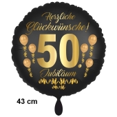 Luftballon aus Folie zum 50. Jahrestag und Jubiläum, 43 cm, schwarz, Satin,  inklusive Helium