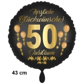 Luftballon aus Folie zum 50. Jahrestag und Jubiläum, 43 cm, schwarz, Satin