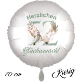 Großer Luftballon zum 52. Geburtstag, Herzlichen Glückwunsch - Boho