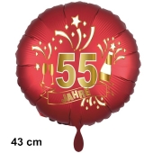 Luftballon aus Folie zum 55. Jahrestag und Jubiläum, 43 cm, rot, inklusive Helium