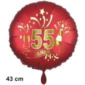 Luftballon aus Folie zum 55. Jahrestag und Jubiläum, 43 cm, rot