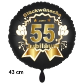 Luftballon aus Folie zum 55. Jahrestag und Jubiläum, 43 cm, schwarz, inklusive Helium
