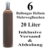 6 Ballongas Helium 20 Liter Mehrwegflaschen