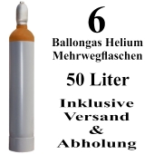 6 Ballongas Helium 50 Liter Mehrwegflaschen