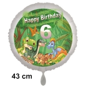 Dinosaurier Luftballon Zahl 6 zum 6. Geburtstag, 43 cm