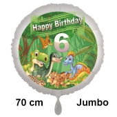 Dinosaurier Luftballon Zahl 6 zum 6. Geburtstag, 70 cm