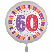 Luftballon aus Folie, weiß, rund, 45 cm, zum 60. Geburtstag