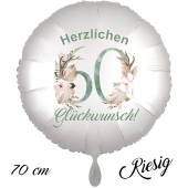 Großer Luftballon zum 60. Geburtstag, Herzlichen Glückwunsch - Boho