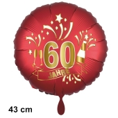 Luftballon aus Folie zum 60. Jahrestag und Jubiläum, 43 cm, rot, inklusive Helium