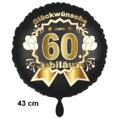 Luftballon aus Folie zum 60. Jahrestag und Jubiläum, 43 cm, schwarz, inklusive Helium