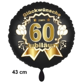 Luftballon aus Folie zum 60. Jahrestag und Jubiläum, 43 cm, schwarz,  inklusive Helium