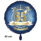 Luftballon aus Folie zum 65. Jahrestag und Jubiläum, 43 cm, blau, inklusive Helium