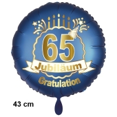 Luftballon aus Folie zum 65. Jahrestag und Jubiläum, 43 cm, blau