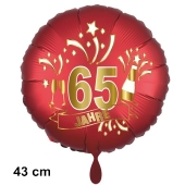 Luftballon aus Folie zum 65. Jahrestag und Jubiläum, 43 cm, rot, inklusive Helium