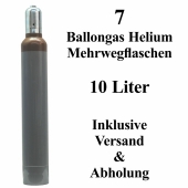 7 Ballongas Helium 10 Liter, 14 Tage Verleih, Mehrwegflaschen