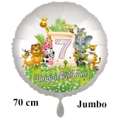 Luftballon Zahl 7 zum 7. Geburtstag, 70 cm, Dschungel mit Wildtieren