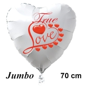 Großer Herzluftballon in Weiß True Love zum Valentinstag