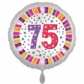 Luftballon aus Folie, weiß, rund, 45 cm, zum 75. Geburtstag