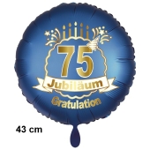 Luftballon aus Folie zum 75. Jahrestag und Jubiläum, 43 cm, blau, inklusive Helium