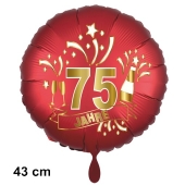 Luftballon aus Folie zum 75. Jahrestag und Jubiläum, 43 cm, rot, inklusive Helium