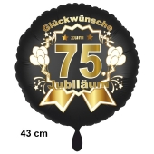 Luftballon aus Folie zum 75. Jahrestag und Jubiläum, 43 cm, schwarz,  inklusive Helium
