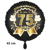 Luftballon aus Folie zum 75. Jahrestag und Jubiläum, 43 cm, schwarz, inklusive Helium