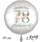 Großer Luftballon zum 78. Geburtstag, Herzlichen Glückwunsch - Boho
