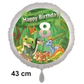 Dinosaurier Luftballon Zahl 8 zum 8. Geburtstag, 43 cm