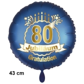 Luftballon aus Folie zum 80. Jahrestag und Jubiläum, 43 cm, blau,  inklusive Helium