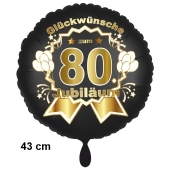 Luftballon aus Folie zum 80. Jahrestag und Jubiläum, 43 cm, schwarz, inklusive Helium