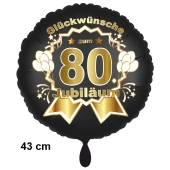 Luftballon aus Folie zum 80. Jahrestag und Jubiläum, 43 cm, schwarz,  inklusive Helium