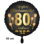 Luftballon aus Folie zum 80. Jahrestag und Jubiläum, 43 cm, schwarz, Satin,  inklusive Helium