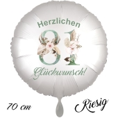 Großer Luftballon zum 81. Geburtstag, Herzlichen Glückwunsch - Boho