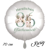 Großer Luftballon zum 86. Geburtstag, Herzlichen Glückwunsch - Boho