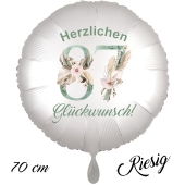 Großer Luftballon zum 87. Geburtstag, Herzlichen Glückwunsch - Boho