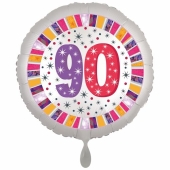 Luftballon aus Folie, weiß, rund, 45 cm, zum 90. Geburtstag