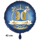 Luftballon aus Folie zum 90. Jahrestag und Jubiläum, 43 cm, blau, inklusive Helium