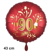 Luftballon aus Folie zum 90. Jahrestag und Jubiläum, 43 cm, rot, inklusive Helium