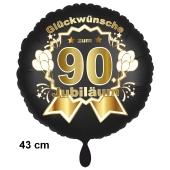 Luftballon aus Folie zum 90. Jahrestag und Jubiläum, 43 cm, schwarz,  inklusive Helium