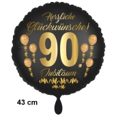 Luftballon aus Folie zum 90. Jahrestag und Jubiläum, 43 cm, schwarz, Satin, inklusive Helium